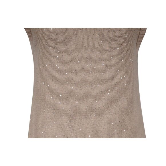 Neiman Marcus Cashmere Collection Womens Sequin Turtleneck Vest Large Beige - Picture 3 of 10